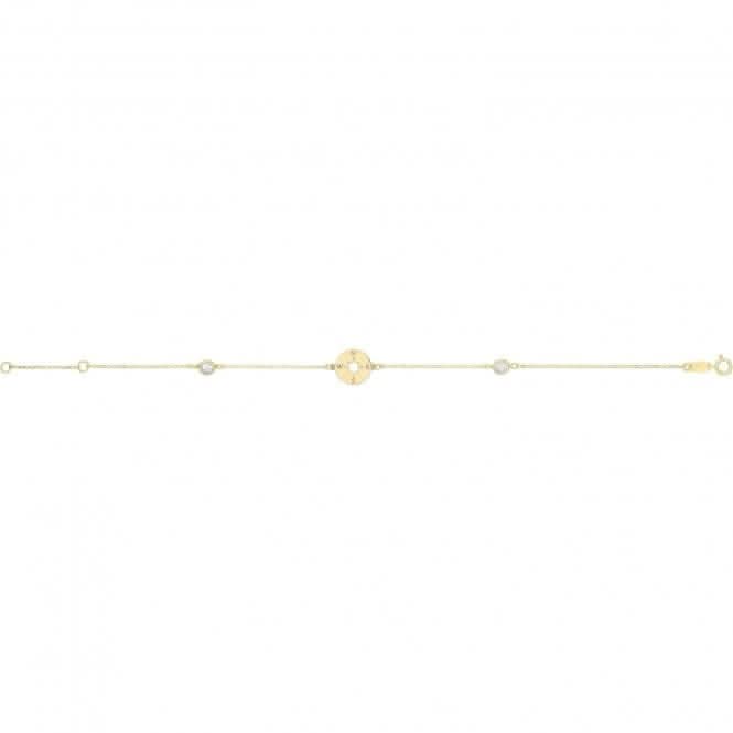 9ct Yellow Gold Compass Bracelet With Zirconia BR674Acotis Gold JewelleryBR674