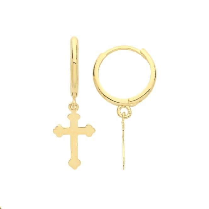 9ct Yellow Gold Cross Charm Drop Earrings ER1178