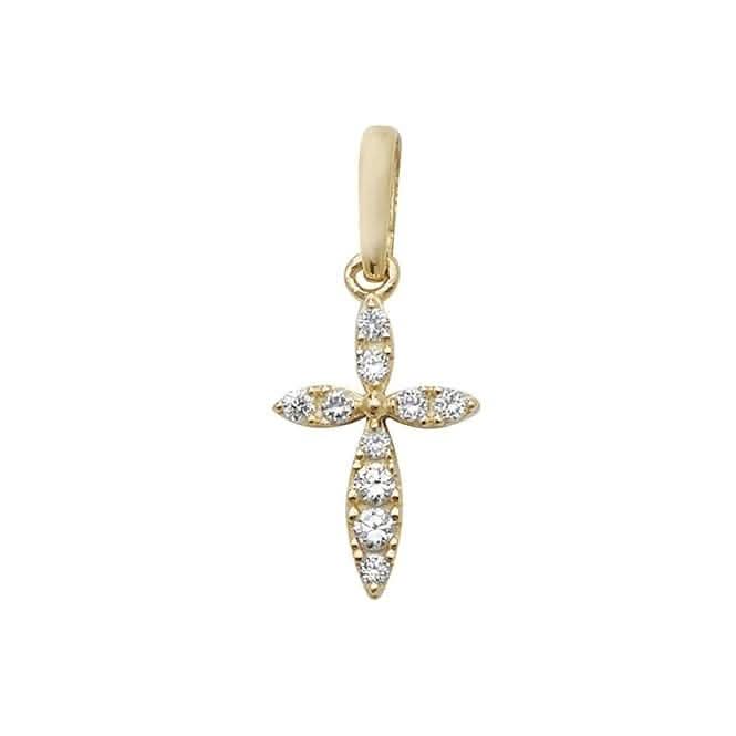 9ct Yellow Gold Cross Zirconia Pendant PN992