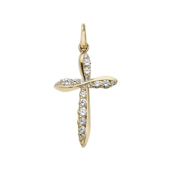 9ct Yellow Gold Cross Zirconia Pendant PN995