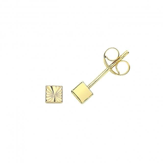 9ct Yellow Gold Diamond Cut Cube Stud ES704Acotis Gold JewelleryES704