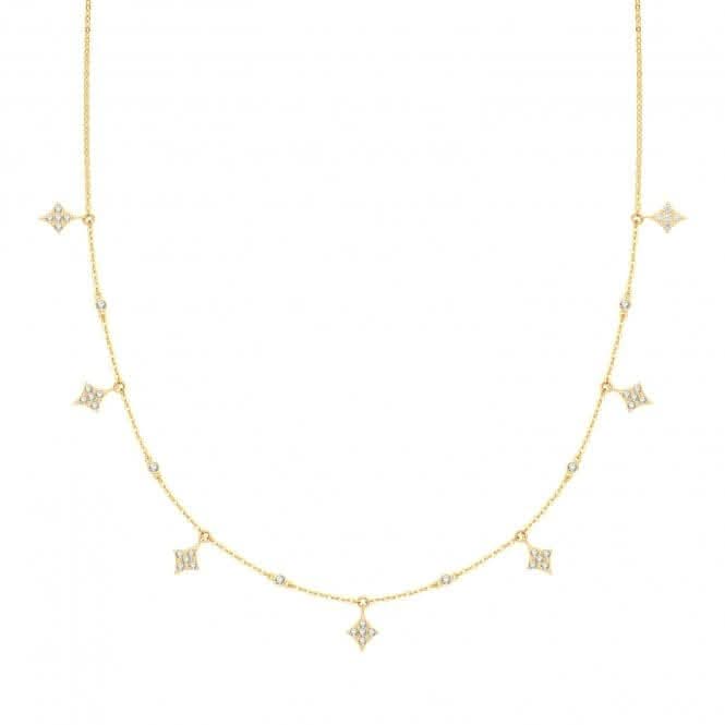 9ct Yellow Gold Diamond Shape Zirconia Necklet NK401
