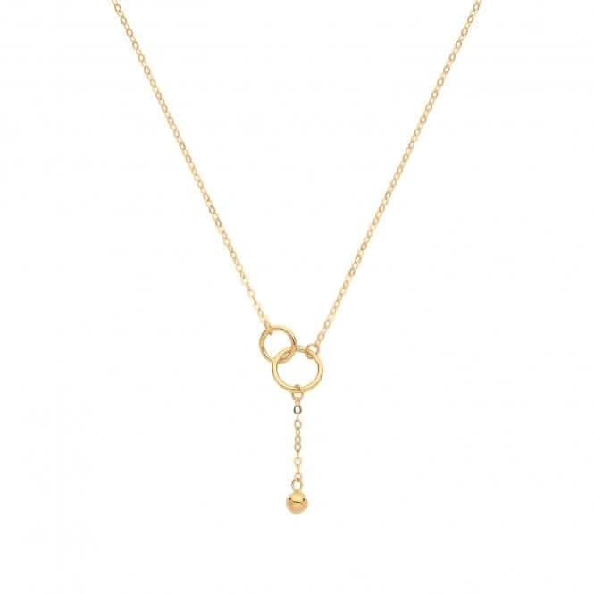 9ct Yellow Gold Double Circle With Drop Chain Necklet NK1609