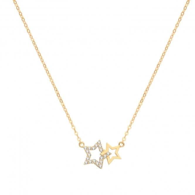 9ct Yellow Gold Double Star Necklet NK1601
