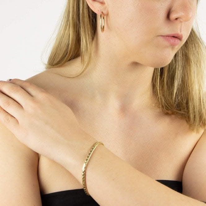 9ct Yellow Gold Double Textured Hoop Earrings GE2405