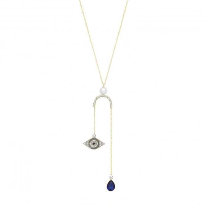 9ct Yellow Gold Evil Eye Necklace With Pearl NK428