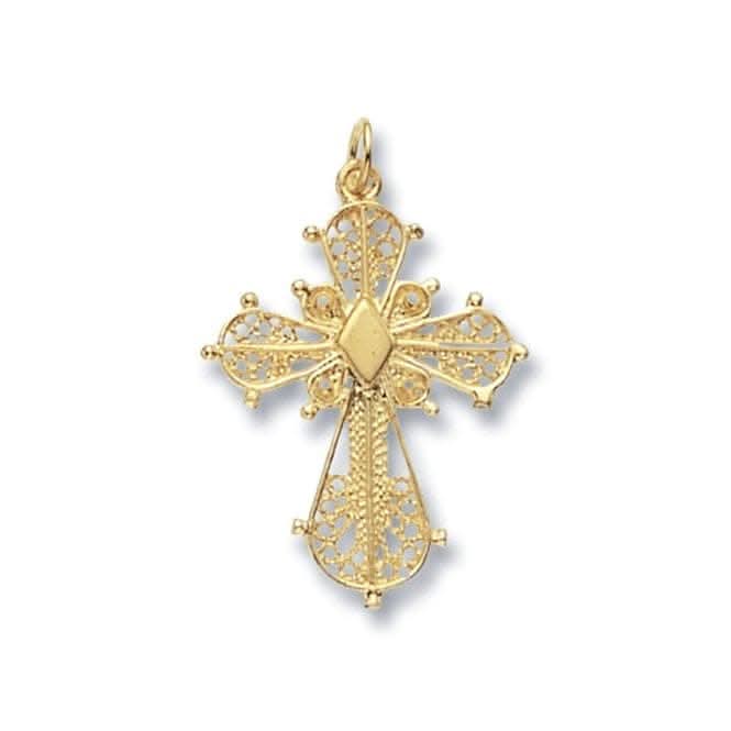 9ct Yellow Gold Filigree Cross Pendant PN431