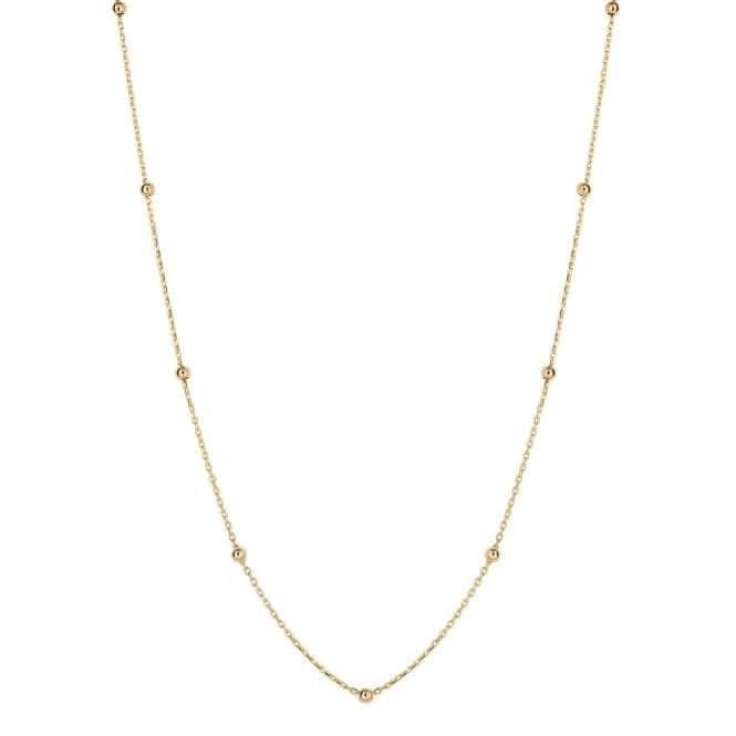 9ct Yellow Gold Fine Ball Station Chain 45cm GN365