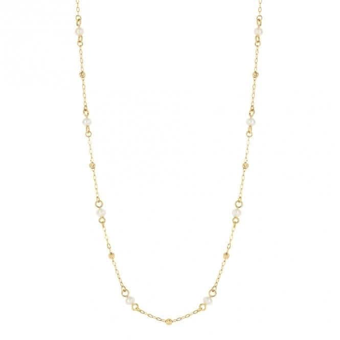 9ct Yellow Gold Freshwater Pearl Station Chain 46cm GN367W