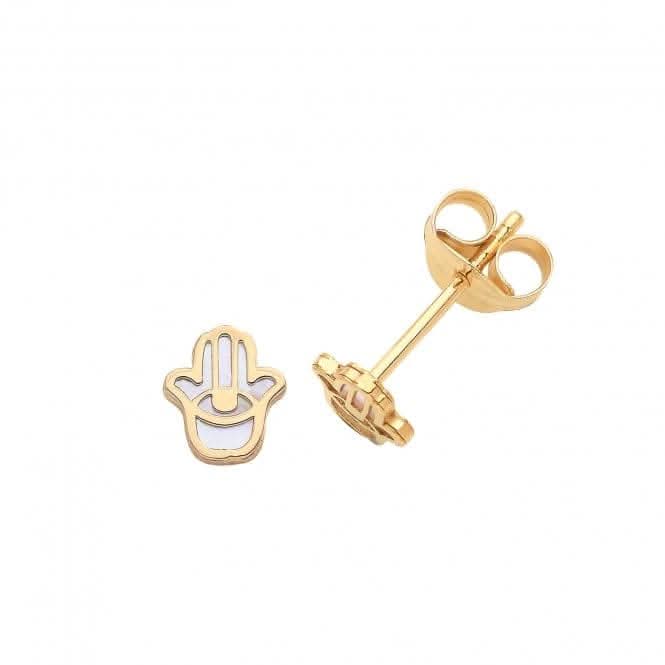 9ct Yellow Gold Outlined Palm Hamsa Studs ES722