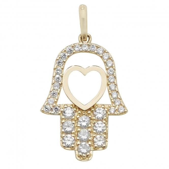 9ct Yellow Gold Hamsa Zirconia Pendant PN1001Acotis Gold JewelleryPN1001