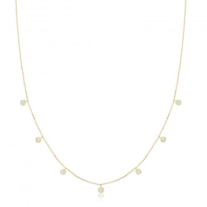 9ct Yellow Gold Hanging Zirconia Necklace NK452