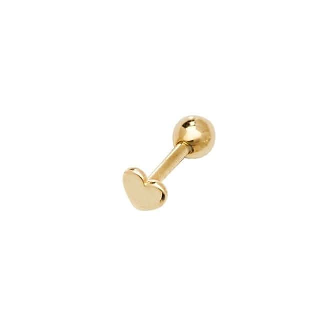 9ct Yellow Gold Heart Cartilage 6mm Post Stud ES901