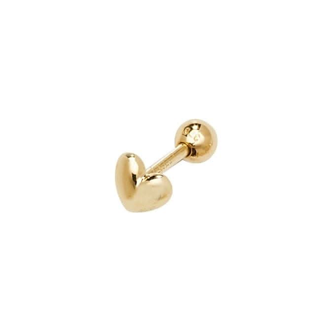 9ct Yellow Gold Heart Cartilage 6mm Post Stud ES903