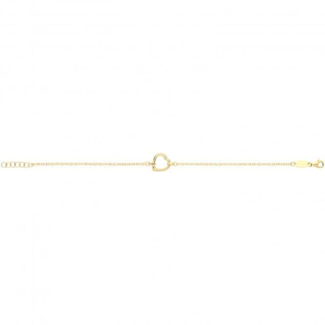 9ct Yellow Gold Minimalist Heart Centre Bracelet NK371B
