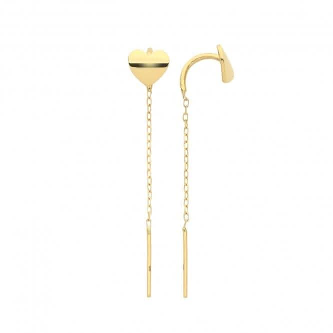 9ct Yellow Gold Heart Drop Earrings ES1643