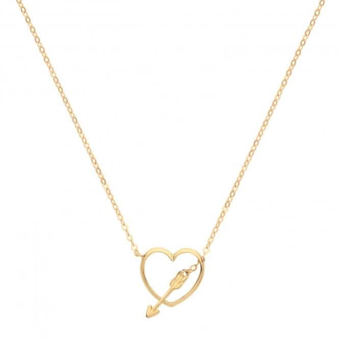 9ct Yellow Gold Heart With Arrow Charm Necklet NK1606