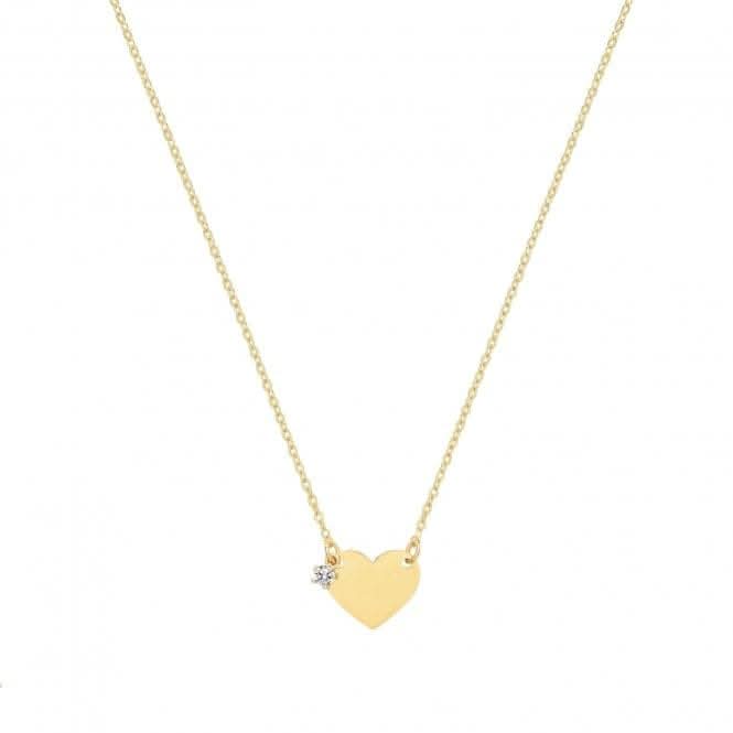 9ct Yellow Gold Heart & Cubic Zirconia Necklet NK387