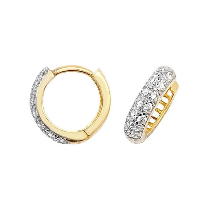9CT Yellow Gold Zirconia Earrings with Hinged Design ER017