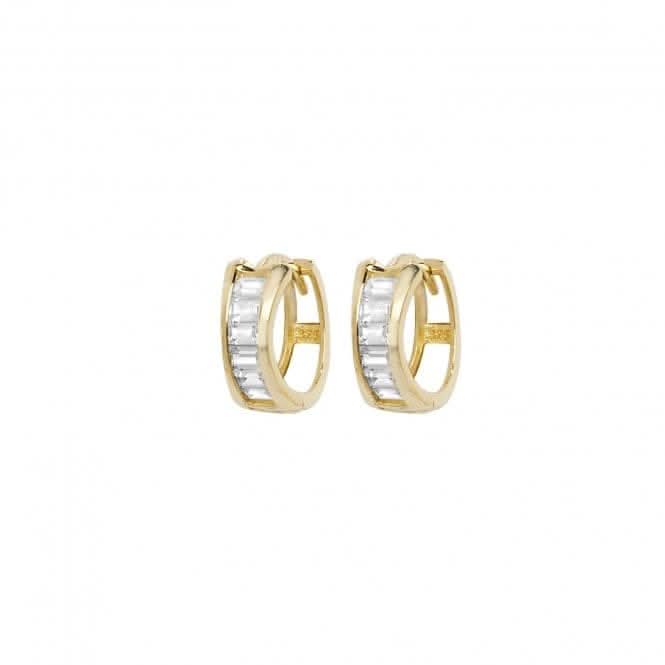 9ct Yellow Gold Hinged Zirconia Earrings ER1148