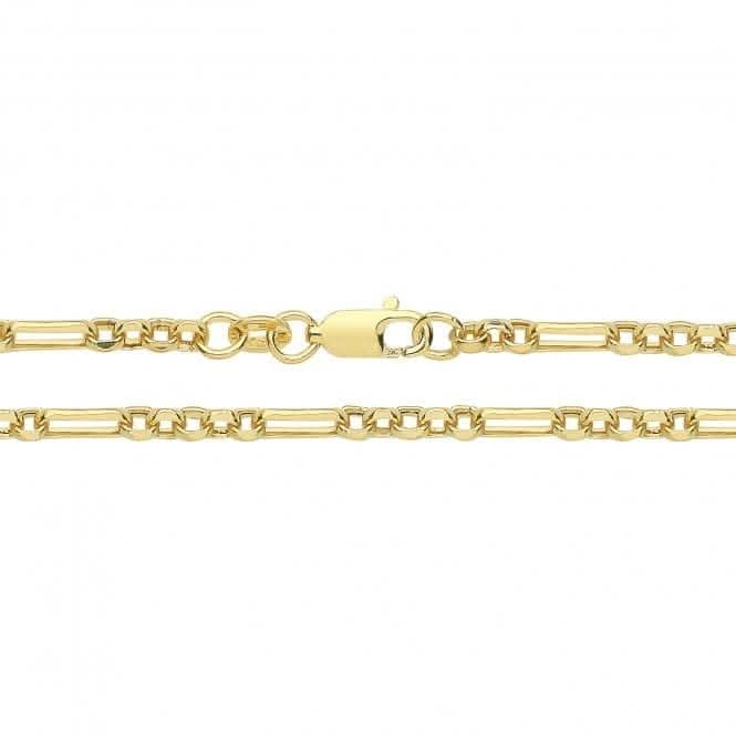 9ct Yellow Gold Hollow Figaro Belcher Chain Necklace CH545