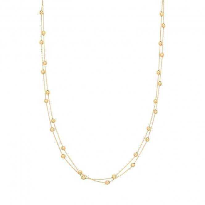 9ct Yellow Gold Ladies 17" 2 Strand Beaded Necklet NK408Acotis Gold JewelleryNK408