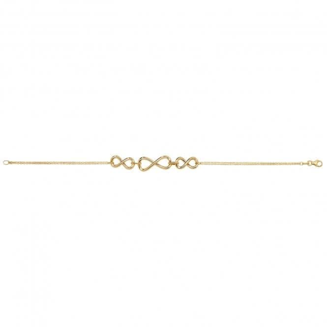 9ct Yellow Gold Ladies 7.5 Inch Triple Infinity Bracelet NK092BAcotis Gold JewelleryNK092B
