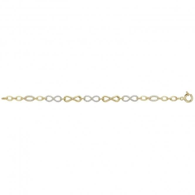 9ct Yellow Gold Zirconia Infinity Bracelet BR597
