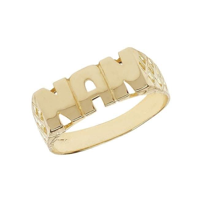 9ct Yellow Gold Ladies Basket Sides Nan Ring RN207