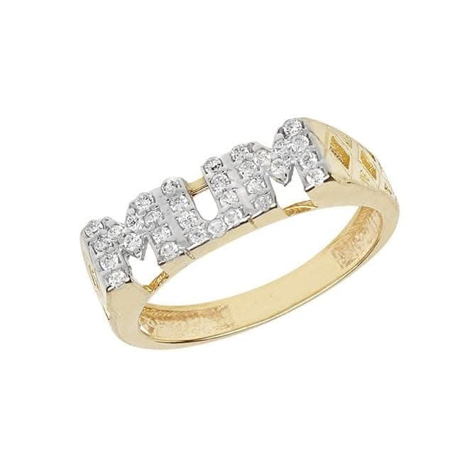 9ct Yellow Gold Ladies Bskt Sides Mum Zirconia Ring RN194CZ