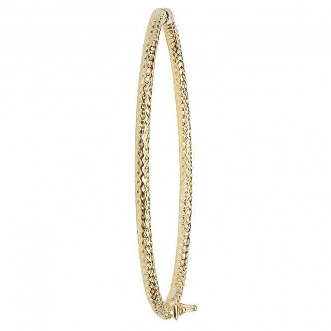 9ct Yellow Gold Ladies Hinged Bangle with Diamonds BN382