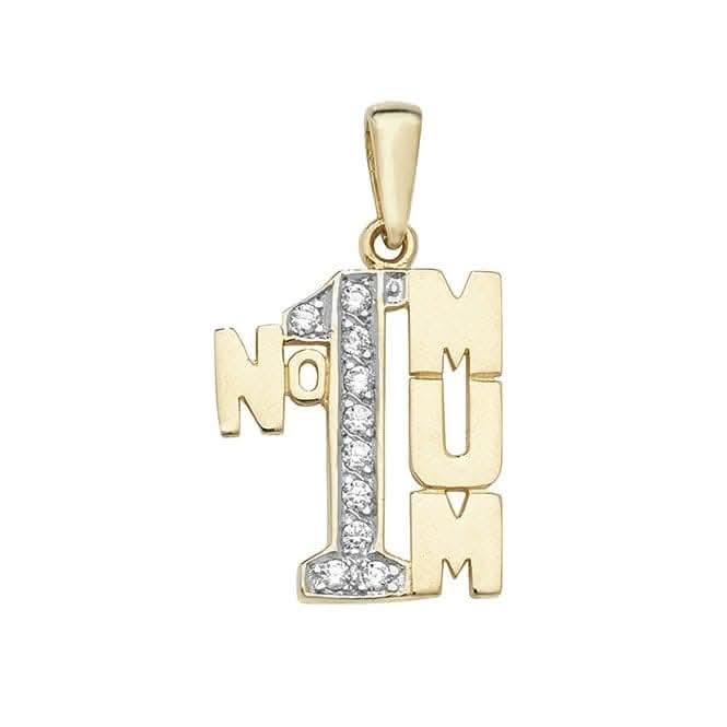 9ct Yellow Gold Ladies No.1 Mum Zirconia Pendant PN1032Acotis Gold JewelleryPN1032