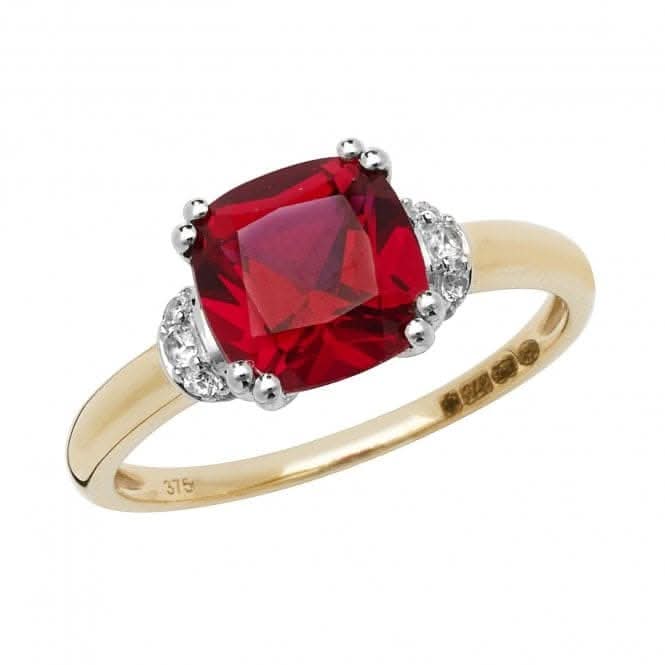 9ct Yellow Gold Ladies Rh Plated Ring RN1201R