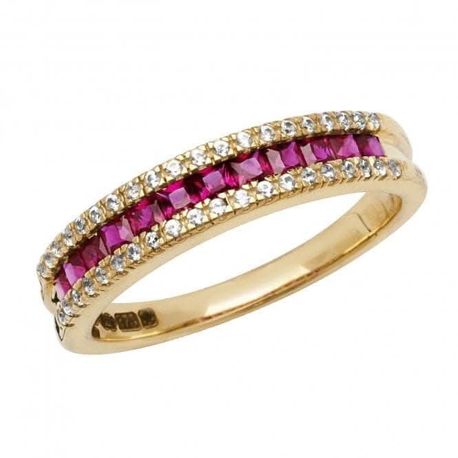 9ct Yellow Gold Ladies Rh Plated Ring RN1208R