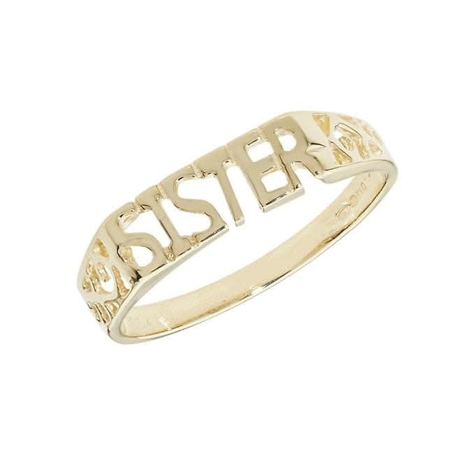 9ct Yellow Gold Ladies Scroll Sides Sister Ring RN209
