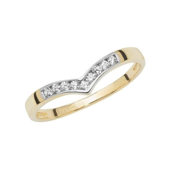 9ct Yellow Gold Ladies Zirconia Wishbone Ring RN910