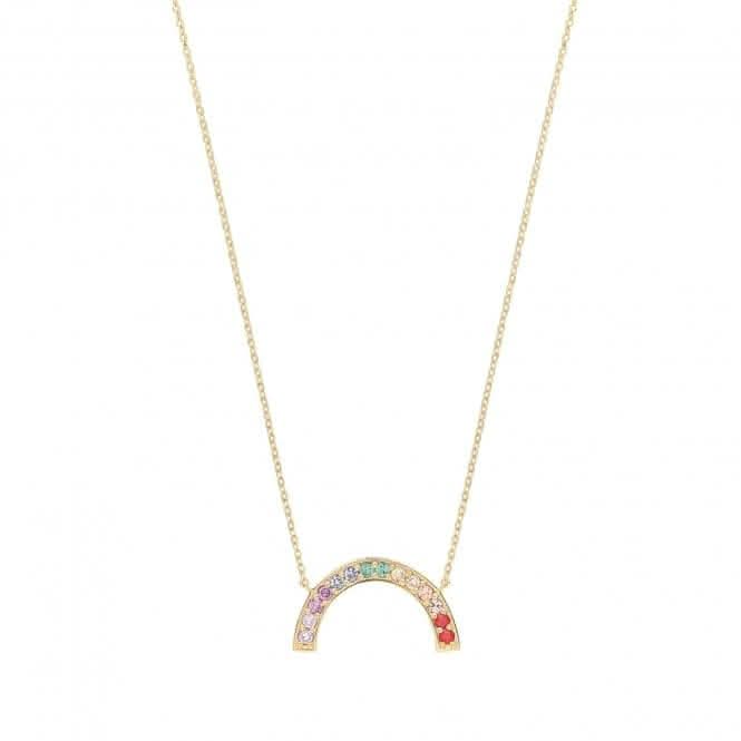 9ct Yellow Gold Large Rainbow Zirconia Necklet NK422