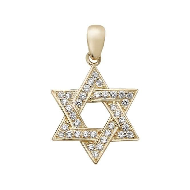 9ct Yellow Gold Large Star Of David Zirconia Pendant PN999Acotis Gold JewelleryPN999