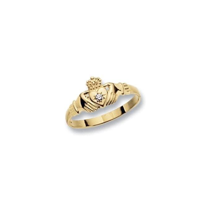 9ct Yellow Gold Mens Claddagh Zirconia Ring RN493