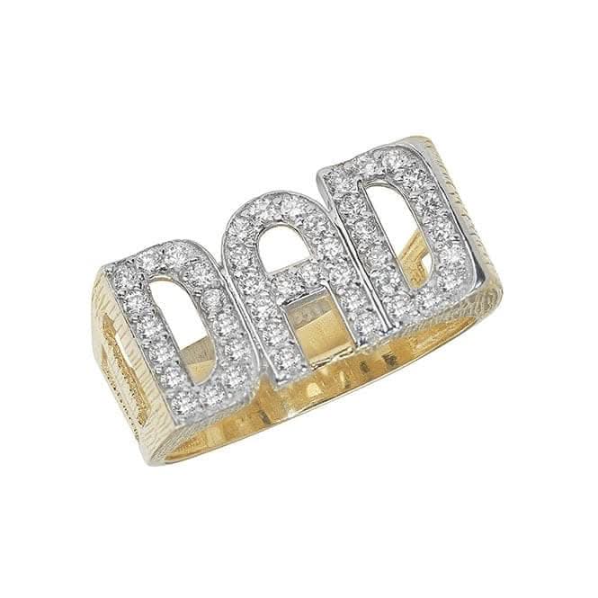 9ct Yellow Gold Mens Curb Sides Dad Zirconia Ring RN261