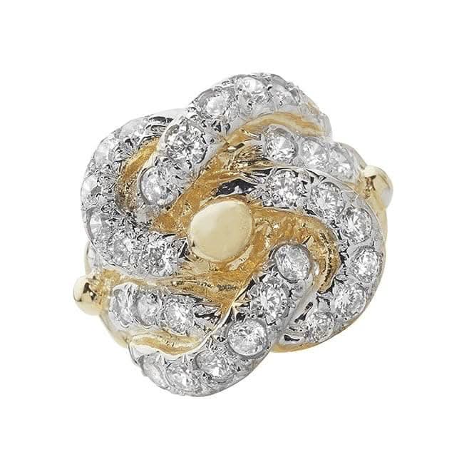 9ct Yellow Gold Mens Heavy Knot Zirconia Ring RN895CZ