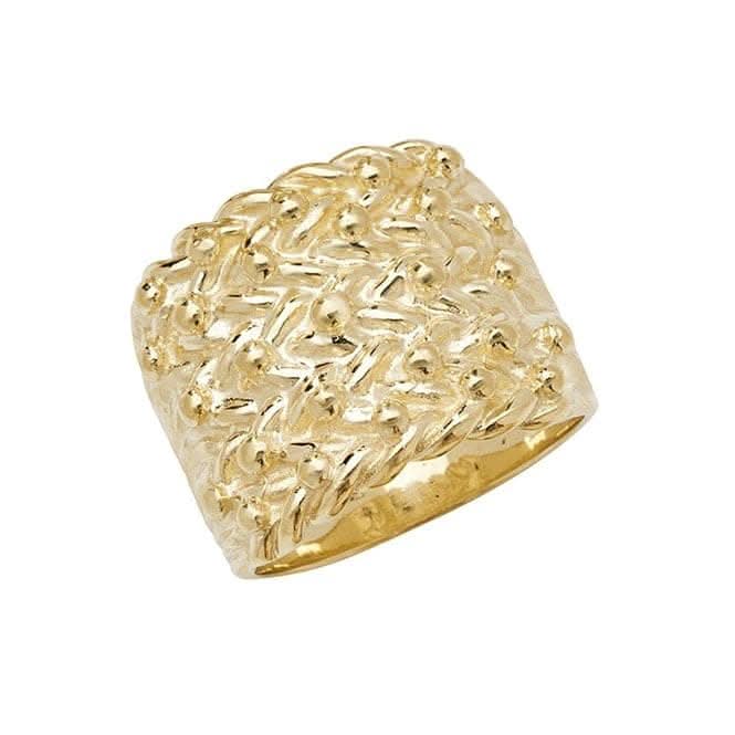 9ct Yellow Gold Mens Keeper 5 Row Ring RN290