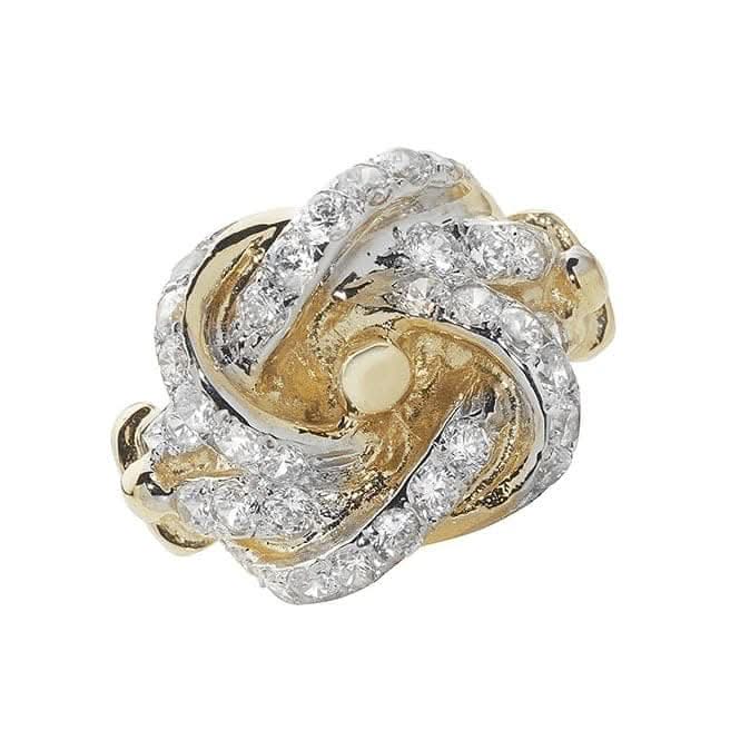 9ct Yellow Gold Mens Knot Zirconia Ring RN894CZ