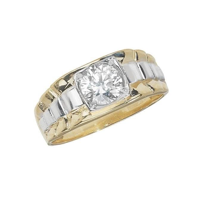 9ct Yellow Gold Mens Zirconia Ring RN152