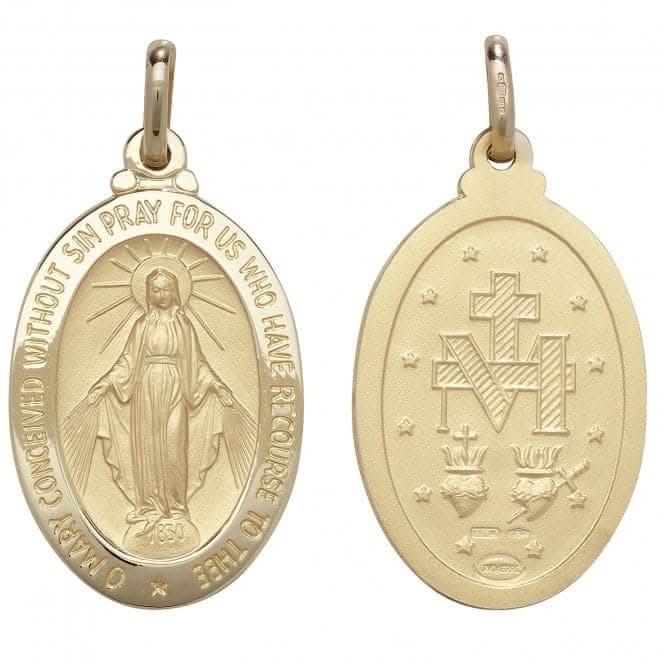 9ct Yellow Gold Miraculous Dbl Sided Oval Pendant PN166