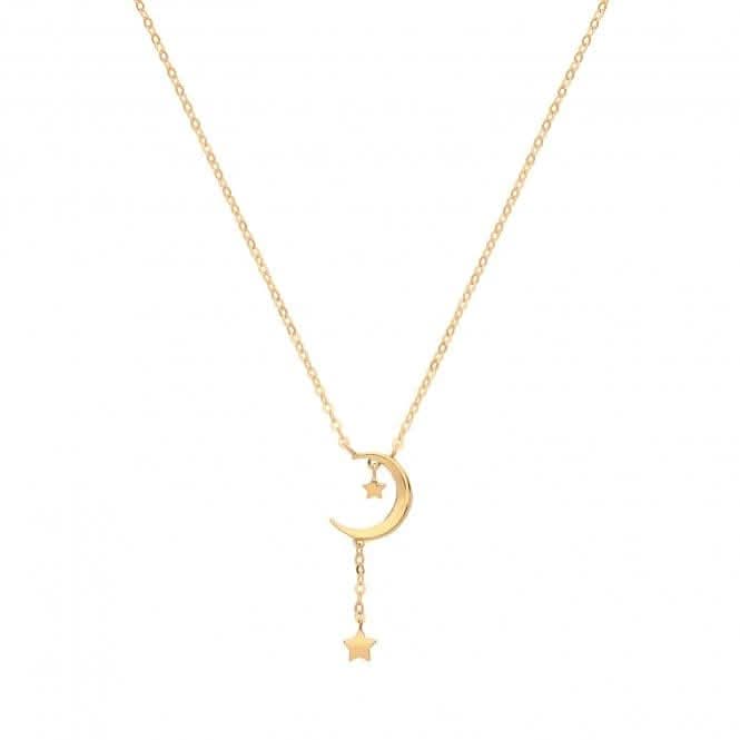 9ct Yellow Gold Moon With Drop Star Necklet NK1604