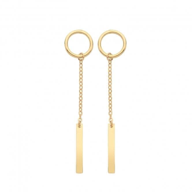 9ct Yellow Gold Circle and Bar Drop Earrings ES1649
