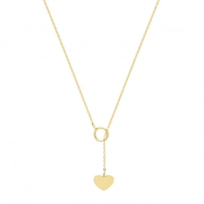 9ct Yellow Gold Open Circle and Heart Necklet NK398