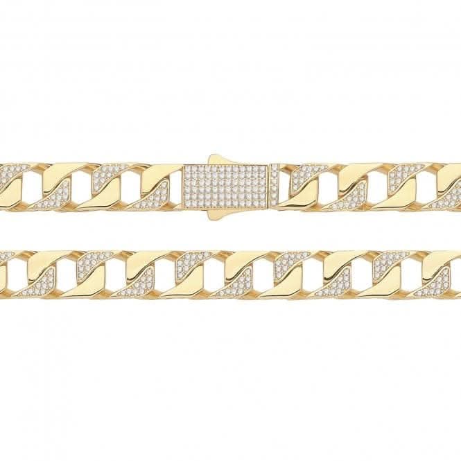 9ct Yellow Gold Open Square Cuban Link Zirconia Set Chain CH555CZAcotis Gold JewelleryCH555CZ/24