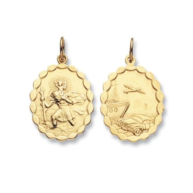 9ct Yellow Gold Oval Dbl Sided St Christopher Pendant PN296